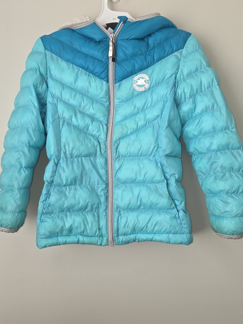 Girls' Aqua Blue Quilted Puffer Jacket with Hood
